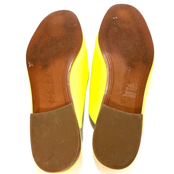 Sam Edelman Yellow Leather Slip-On Loafers With Gold Bit Detail Size 9.5 - Picture 5 of 6